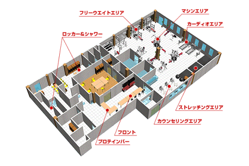 トータルフィットネスサポートの施設全体の図